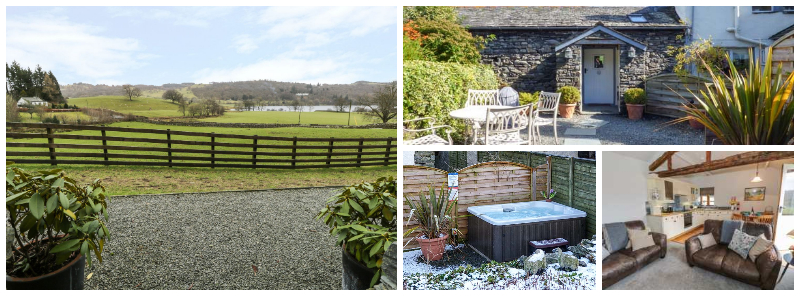 A hot tub and a view of Esthwaite water - this lovely property on a working farm is about a mile from pretty Hawkshead