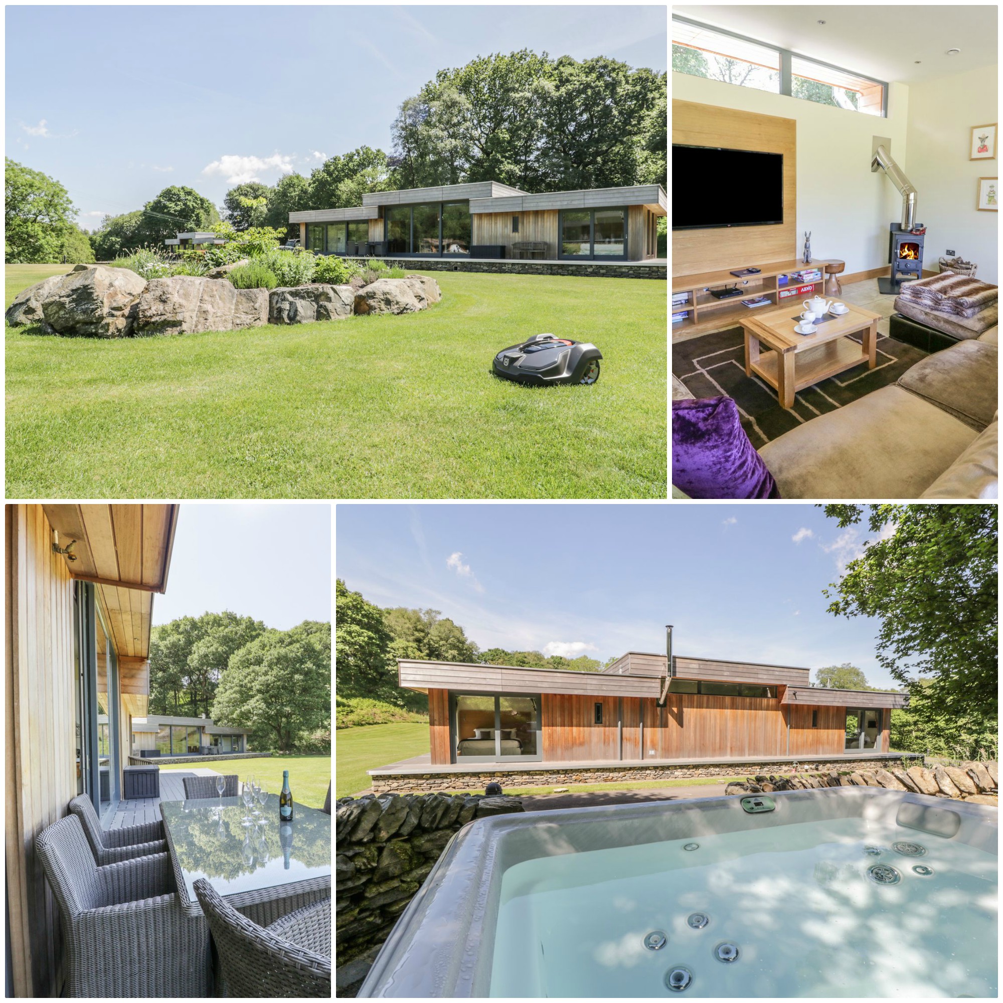 sleeps 6 in a tranquil setting with its own hot tub